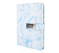 Mousbull Marble Diary with Lock, Refillable A5 Daily Journal for Girls and Women, 192 Pages Cute Notebook with Combination Lock for Teen Girls and Boys - Blue