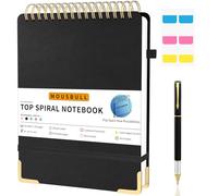 Mousbull Top Spiral Notebook, A4 Hardcover Top Bound Steno Pads, 240 Pages 100gsm College Ruled Left Handed Notebook Journal for Work, School, Meeting Writing - Black, 8.5" x 11"