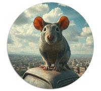 Mouse 1000 Piece Round Jigsaw Puzzle Animals Das Tier Wild Animals Beast Premium Brainteaser Puzzle Relaxing Activity Home Decor Gift 1000pcs (67.5x67.5cm)