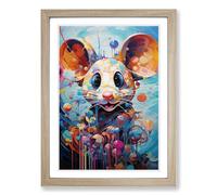 Mouse Abstract No.3 Framed Wall Art Print, Ready to Hang Picture for Living Room Bedroom Home Office, Oak A2 (48 x 66 cm)