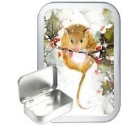 Mouse Berry 50ml Silver hinged Tobacco tin,Pocket tin,Pill tin, Travel tin