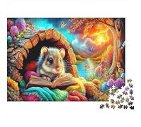 Mouse Challenging 1000Pc Jigsaw Puzzle for Adults & Kids | Family Game Hamster Peeking from Book Educational 38x26cm/1000pcs