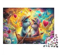 Mouse Challenging Adult Jigsaws: Two Mice in A Boat Educational Games Suitable for Decompression & Wall Decor 52x38cm/1000pcs