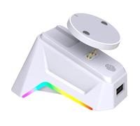 Mouse Charging Dock Compatible with Logitech GPW4/GProX/G502/X/G903, RGB Magnetic Charging Stand with USB Receiver Slot (White)
