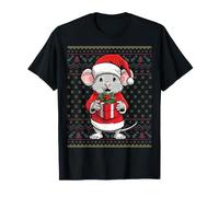 Mouse Christmas Ugly Shirts Mouse Santa Hat Xmas Holiday T-Shirt