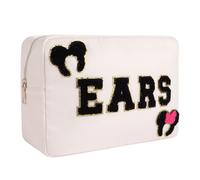 Mouse Ears Bag Travel Case Hair Accessories Organizer Bow Mouse Ears Headbands Holder Storage Nylon Large Chenille Letter Makeup Bag Park Travel Essentials Gifts for Women, BEIGE