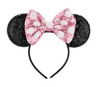 Mouse Ears Headband, Shiny Sequin Bow Headband Stitch Ears Glitter Headbands Sparkly Cosplay Party Hairband for Kids Girls Women Birthday Halloween Party Decoration Gifts Accessories Y4LPLSFG (Pink-2)