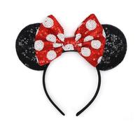 Mouse Ears Headband, Shiny Sequin Bow Headband Stitch Ears Glitter Sparkly Cosplay Party Headbands for Kids Girls Women Birthday Halloween Party Decoration Gifts Accessories Y4LPLSFG (Red)