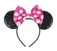 Mouse Ears Headbands, Sparkly Sequin Bow Headbands Glitter Elastic Adjustable Headband Cosplay Costume for Women Birthday Halloween Party Decoration Gifts Accessories F4-SEFG