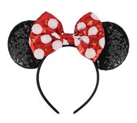 Mouse Ears Headbands, Sparkly Sequin Bow Headbands Glitter Elastic Adjustable Headband Cosplay Costume for Women Birthday Halloween Party Decoration Gifts Accessories F4-SEFG