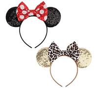 Mouse Ears Headbands with Bow Minnie Ears Cosplay Costume Hair Accessories for Women Birthday Party Decoration