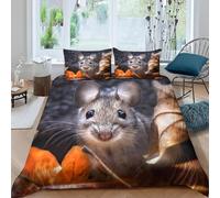 Mouse Emperor Size Duvet Cover Sets Plantation Animals Bedding Set 3D Print Soft Microfiber Quilt Covers 290x235 cm with Zipper Closure and 2 Pillowcases 50x75 cm for Adults K.5970