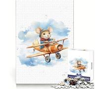 Mouse Flying on A Plane 1000 Piece Jigsaws for Adults Puzzle Focus Brain Toy Quiet Fun Tight Edge Santa Wish Item (38x52cm)