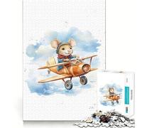 Mouse Flying on A Plane 1000 Piece Jigsaws for Adults Puzzle Focus Brain Toy Quiet Fun Tight Edge Santa Wish Item (38x52cm)