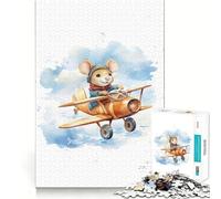 Mouse Flying on A Plane Jigsaw Puzzles for Teenagers 1000 Piece Mental Toy Leisure Fun Premium Cut Thoughtful Gift (38x26cm)