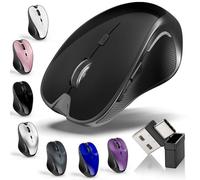 Mouse for MacBook Bluetooth Wireless Mouse Laptop MacBook Air Mac Pro Silent Rechargeable PC iPad Optical Mouse with Jiggler Dual Mode Switch Bluetooth 5.2/3.0 and 2.4GHz USB Type-C Receiver BLACK