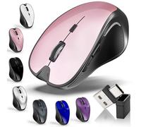 Mouse for MacBook Bluetooth Wireless Mouse Laptop MacBook Air Mac Pro Silent Rechargeable PC iPad Optical Mouse with Jiggler Dual Mode Switch Bluetooth 5.2/3.0 and 2.4GHz USB Type-C Receiver ROSE GOLD