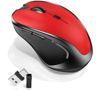 Mouse for MacBook Wireless Bluetooth Mouse Laptop MacBook Air Mac Pro Rechargeable Silent PC iPad Optical Mouse with Jiggler Dual Mode Switch Bluetooth 5.2/3.0 and 2.4GHz USB Type-C Receiver Red