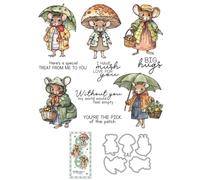 Mouse Fruit Basket Stamps and Cutting Dies for Card Making DIY Transparent Silicone Clear Stamp and Metal Die Cuts Sets for Scrapbooking Paper Greeting Cards Decor Seals Craft Supplies