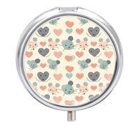 Mouse Head Heart Pill Case Box with 3 Compartment Medicine Vitamin Organizer for Purse Pocket 5x5cm