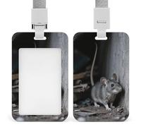 Mouse Hiding in The Corner ID Badge Holder with & Lanyard - Durable ABS Plastic, Vertical ID Card Holders, Waterproof Badge Reel for Nurse, Teacher, Office & Gym