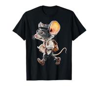 Mouse Holds Book Wandering Eyeglass Graphic Animal Art Mouse T-Shirt