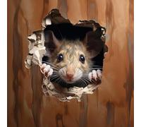 Mouse Hole 3D Wall Sticker - Lifelike Brown Mouse Peeking Out of Mousehole Decal for Funny Room Decor - Curious Mouse Furniture Sticker