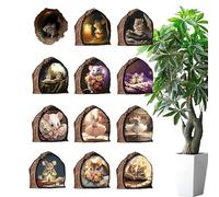 Mouse Hole Wall Art Sticker, Mice Hiding Skirting Board Realistic Art Waterproof Reading Wall Sticker Funny Mouse Hole Wall Bedroom Living Room Lounge Decal, Easy to Clean and Remove