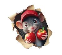 Mouse Hole Wall Sticker, Cracked Wall Decal, 3D Cartoon Wall Decals, Fun Peel and Stick Removable Wall Sticker, Creative Hole in the Wall Design for Children's Room, Bathroom and Class