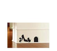 Mouse Hole Wall Sticker Gus and Jaq The Cinderella Mice with Glass Slipper Skirting Board Wall Art Sticker Vinyl Decal 19cm x 6cm. Black Gloss