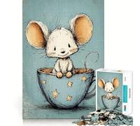 Mouse in A Cup Illustration 1000 Piece Jigsaw Puzzles for Teenagers Jigsaw Reason Skill Toy Shared Fun Tight Cut Wall Art Decor (50x75cm)