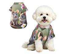 Mouse in Love Breathable Hawaiian Dog Shirt Summer Button Up Top for Small Medium Dogs M