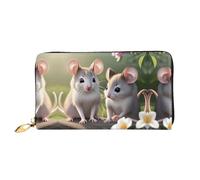 Mouse in Love Leather long wallet, double-sided printing, microfiber leather material, unisex, waterproof and durable, Black, One Size