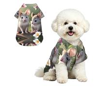 Mouse in Love M Pet Hawaiian Shirt for Small Dogs-Cute Summer Beach Outfit for Puppy, Soft Breathable Cat Clothes with Buttons