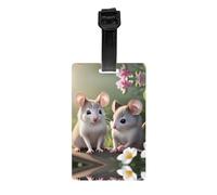 Mouse in Love Printed PVC Luggage Tag Travel Anti Lost ID Label Personal Info Tag for Backpack and Suitcase