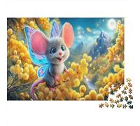Mouse in The Flowers 1000 Pieces Classic Jigsaw Puzzle for Teenagers & Adults Recycled Cardboard Mouse Autumn Forest Art Home Decor Wall Art Boxing Day Gift Mind Challenge Puzzle 70x50cm/1000pcs