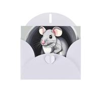 Mouse In The Hole Elegant Pearl Paper Holiday Greeting Card For Christmas, Blessing Cardï¼ŒBirthday, Valentine'S Day