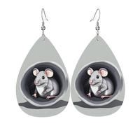 Mouse in the Hole Leather Earring Pairs Teardrop Faux Leather Earrings Set for Women Lightweight Leather Dangle Drop Earrings.