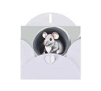 Mouse in the Hole Pearlescent Greeting Cards - Horizontal All Occasion Cards with Envelopes, Elegant Shimmer Card for Birthday, Christmas, Blank Inside