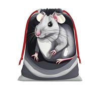 Mouse in the Hole Print Holiday Drawstring Bag, Treat Pouch Wrap,Reusable Event Favor,Daily Storage Bag M
