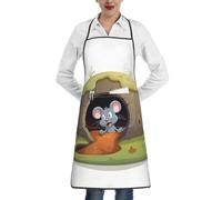 Mouse In The Hole Printed Bib Apron,Unisex Apron With Large Pocket For Cooking Baking Kitchen Restaurant,Water And Oil Resistant