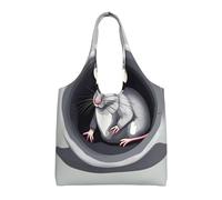 Mouse in the Hole Printed Canvas Bag Women's Fashion Shoulder Tote Bag Lightweight Shopping Bag