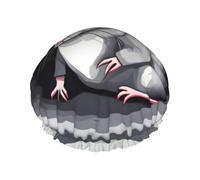 Mouse in the Hole Printed shower cap, reusable, double-layered design, suitable for women to wrap their hair, wash their face, and apply face masks.