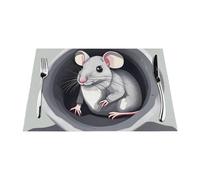 Mouse in The Hole Woven Placemat 12x18 Inch - Non-Slip, 6 PCS Durable for Home and Kitchen Decor