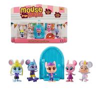 MOUSE IN THE HOUSE, GIOCHI PREZIOSI, MUN032 5 Mouse Figurines, with Magic Door, Accessories, Glow in the Dark Stickers, Model 2, Toys for Children from 3 Years, Giochi Preziosi, MUN032