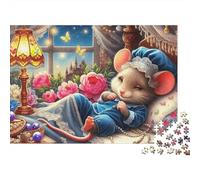 Mouse Jigsaw Puzzle Bedtime Small Rodent 1000pc Sturdy Dust-Free Cardboard Travel Staycation Indoor Activity for Adults Teenagers Beginners Family Enthusiasts 52x38cm/1000pcs