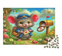 Mouse Jigsaw Puzzle for Adults 1000 Pieces Mouse Postman with Letter And Bag Recycled Paper | Fun And Challenging Game 38x26cm/1000pcs