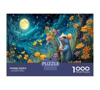 Mouse Jigsaw Puzzle for Game 1000 Pieces Moonlit Wildflower Meadow Beginners Puzzle Starters Anxiety Relief Secret Santa Gift 38x26cm/1000pcs