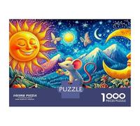 Mouse Jigsaws 1000 Piece Puzzle Sun & Moon in Cosmic Sky Impossible Suitable for Decompression And Wall Decor for Adults And Kids 38x26cm/1000pcs