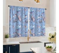 Mouse Kitchen Curtains, Fanciful Playful Heart Star None Blue Sink Window Curtains for Kitchen Window Over Sink 26x45 Inch